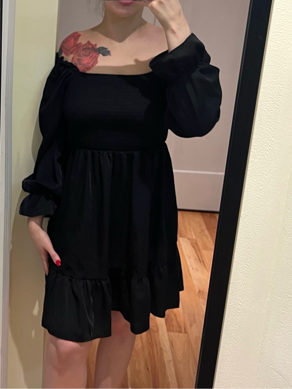 Gomorn Black Mini Dress With Ruffles Women’s Size Medium Whimsygoth Romantic